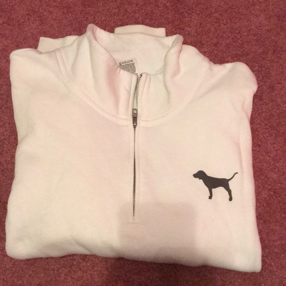 White PINK quarter zip